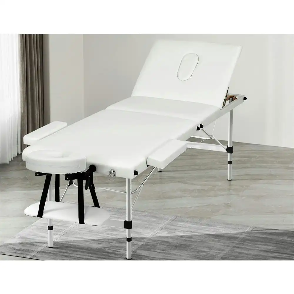 Zenses Massage Table 3 Fold Aluminium 65cm Width Portable Therapy Beauty Bed