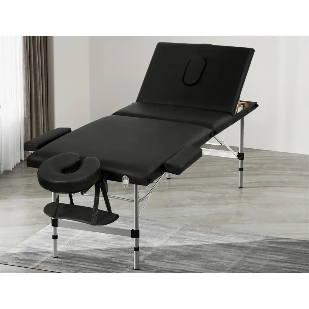 Zenses Massage Table 65CM Width 3 Fold Aluminium Portable Beauty Bed