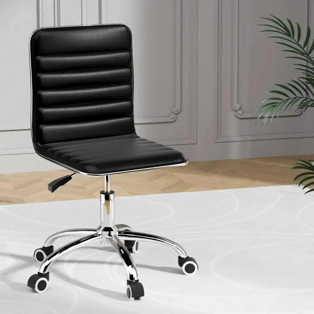 Artiss Office Chair PU Leather Low Back Black