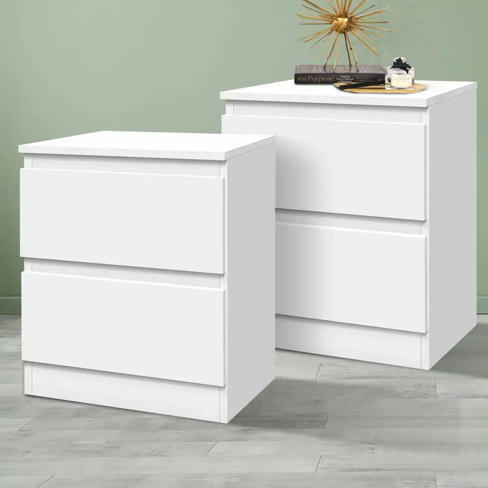 Alfordson 2x Bedside Table Nightstand Storage Cabinet Side End Table White