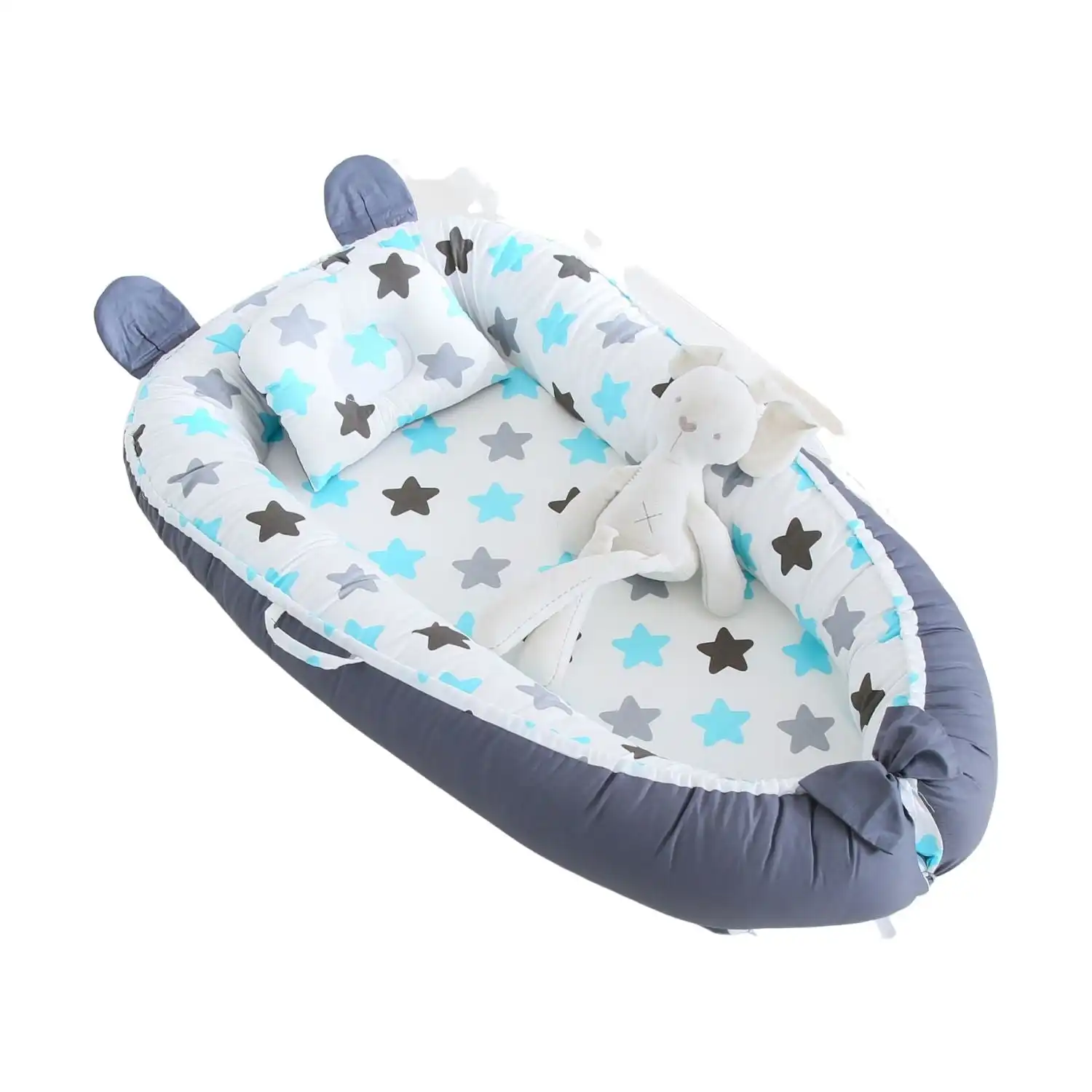 Gominimo Hidden Zipper Breathable Material Portable Baby Lounger & Baby Nest With Pillow (Stars)