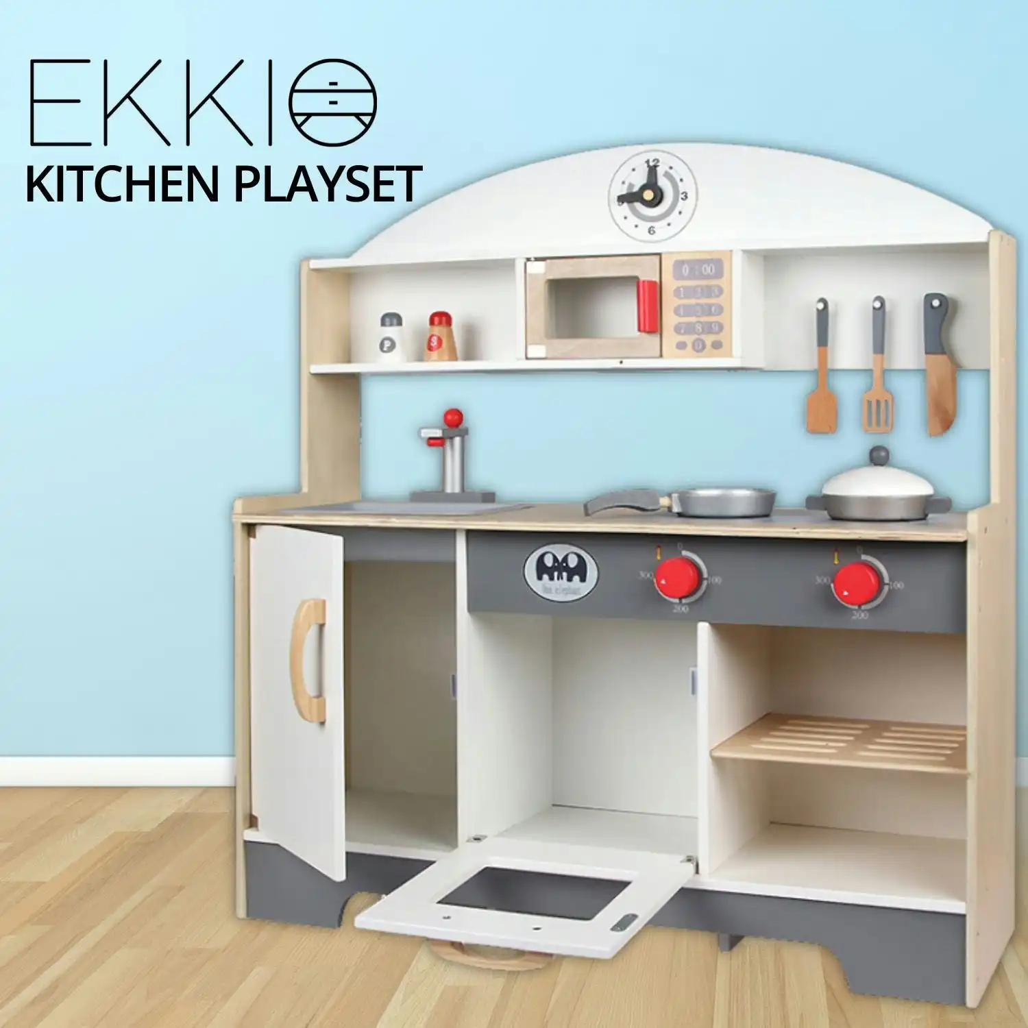 Ekkio Sturdy Construction  Environmentally Friendly Material Wooden Kitchen Playset For Kids (Minimalist)