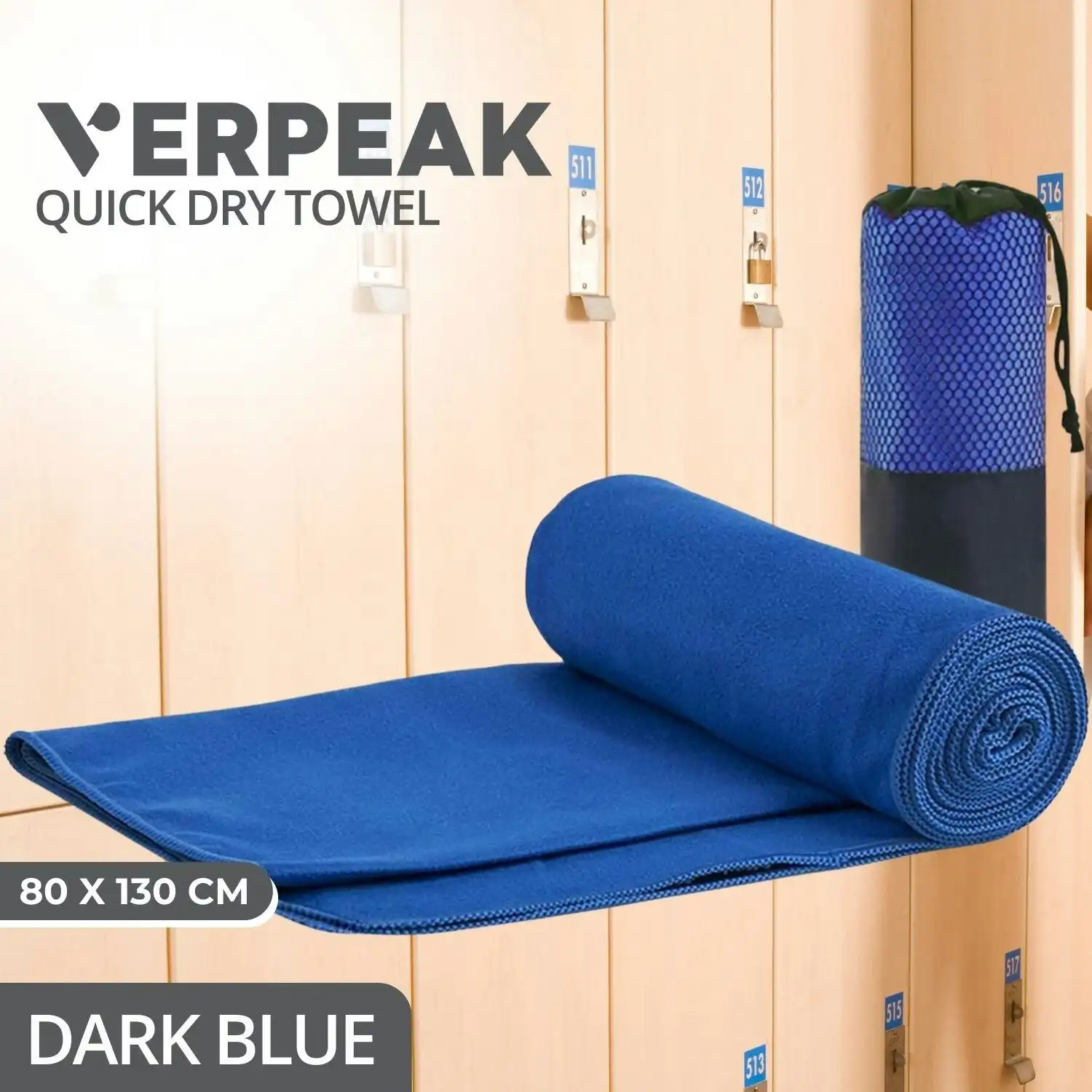 Verpeak Quick Dry Gym Sport Towel 80*130CM (Dark Blue) VP-QDT-102-JLJD