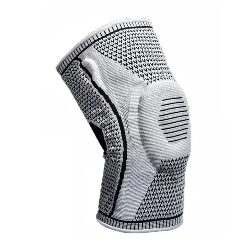 Grey Knee Brace Knee Compression Sleeve Professional Sports Silicone Knee Support
