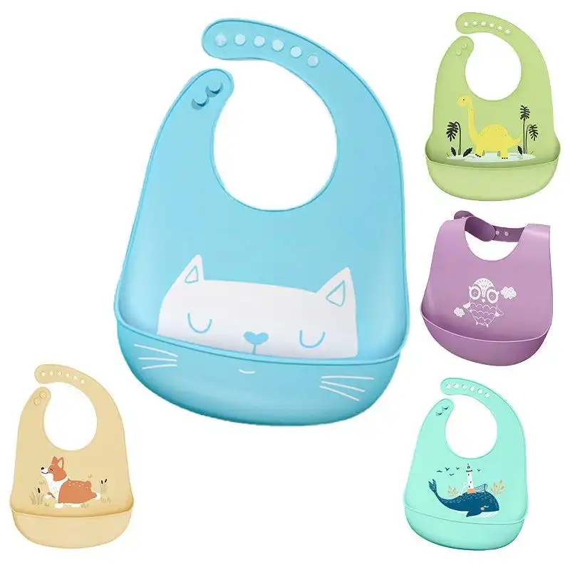 Baby Feeding Bib Apron Smock Waterproof Silicon Easy Clean 0-6 Toddler Kid Pouch