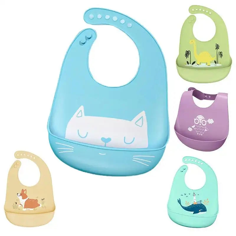 Baby Feeding Bib Apron Smock Waterproof Silicon Easy Clean 0-6 Toddler Kid Pouch