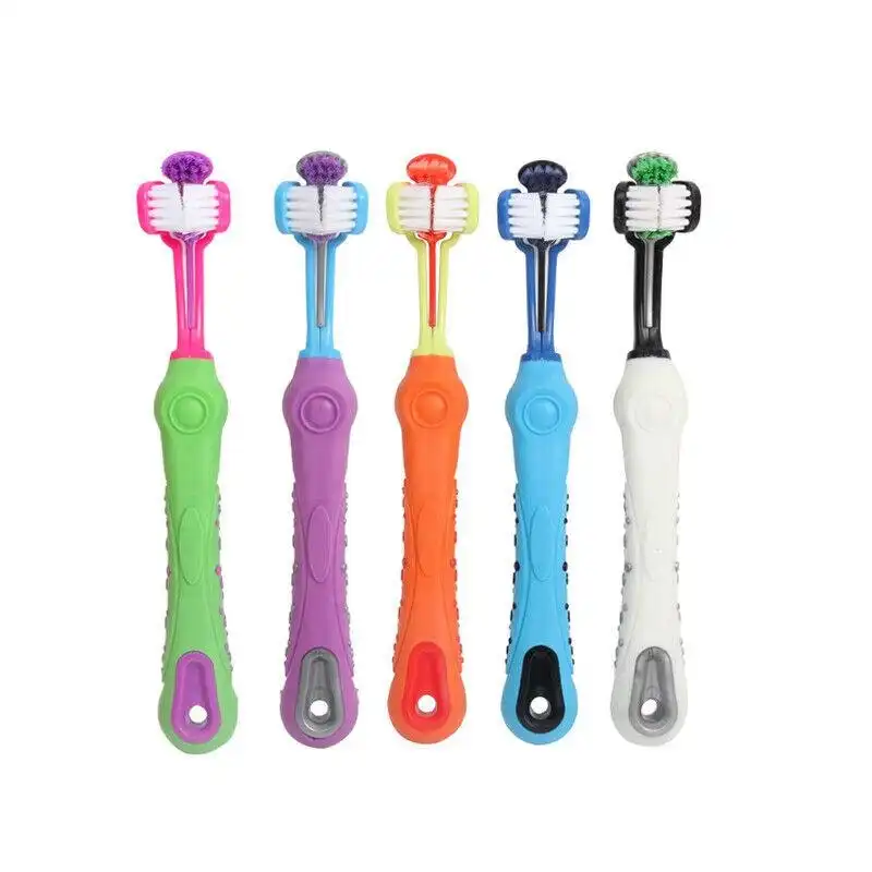 Three Sided Dog Toothbrush Reduce Tartar Teeth Comfortable Cleaning Oral Care Au