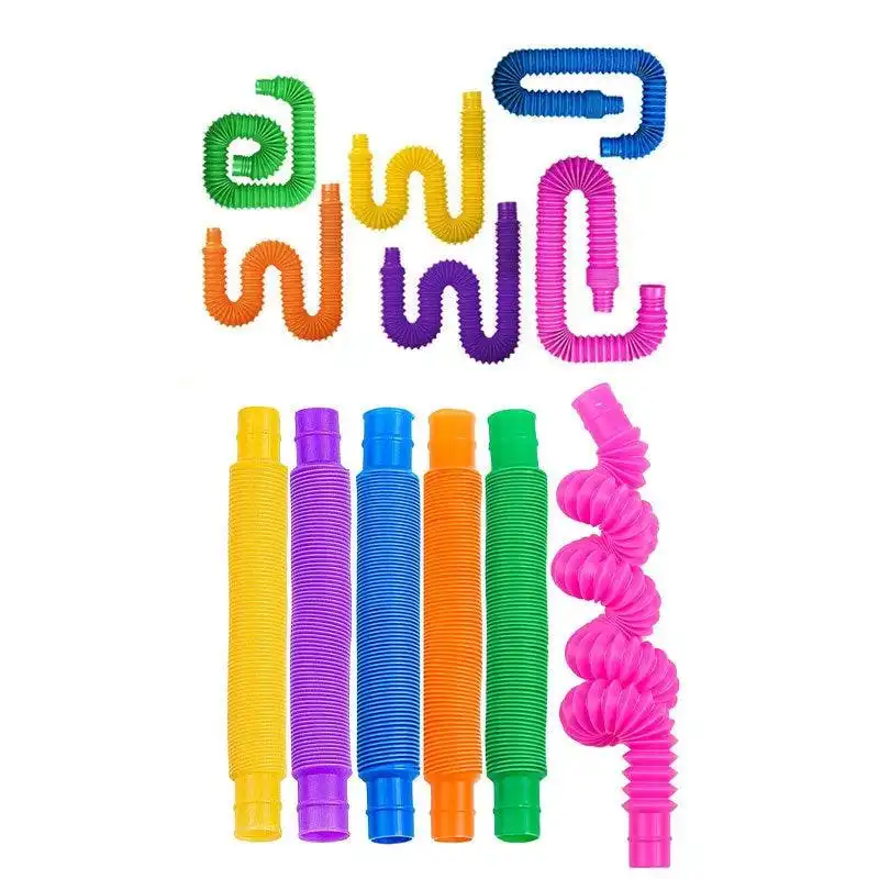 6Pcs Fidget Pop Tube Pip Sensory Stress Game Relief Toys Kids Tools Adults Chain