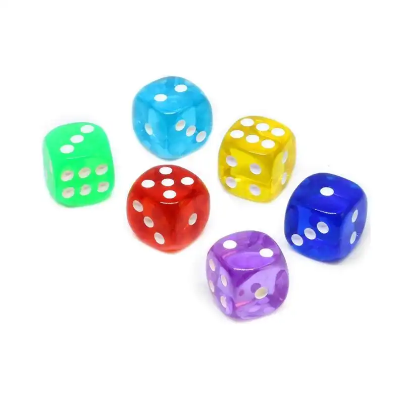 12-48PCS 6 Sided Games Dice Transparent Coloured Game Play Toy Bulk Board Game