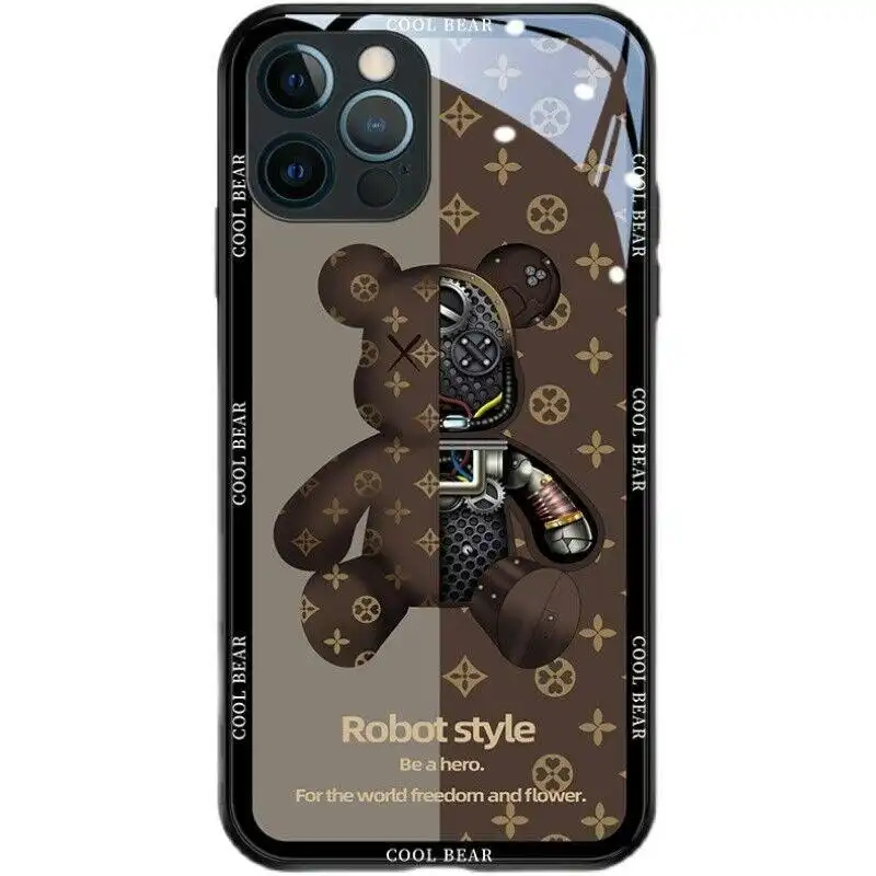 For Iphone 14 Pro Max Cool Bear Shockproof Glass Case Cover 2Colours  Stock
