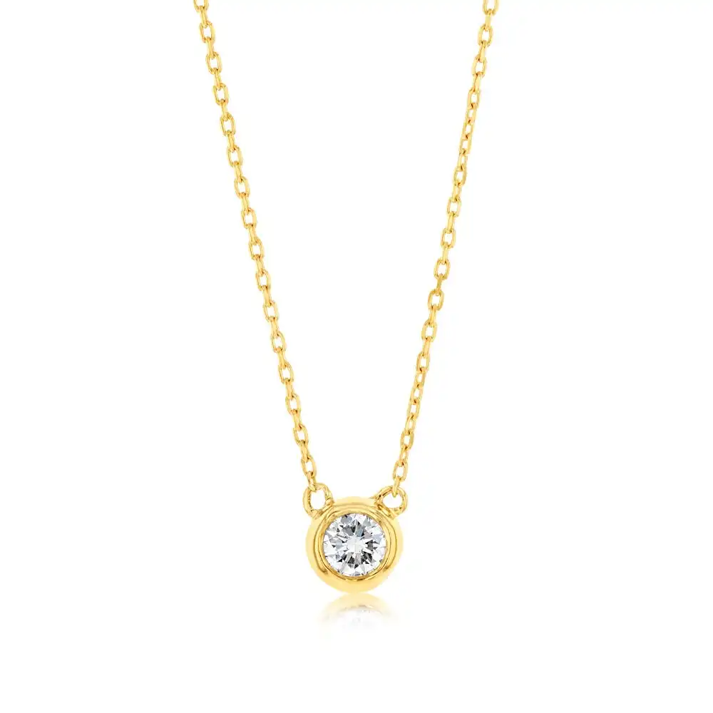 Luminesce Lab Grown Solitaire Diamond 15-19Pt Pendant in 9ct Yellow Gold with Chain