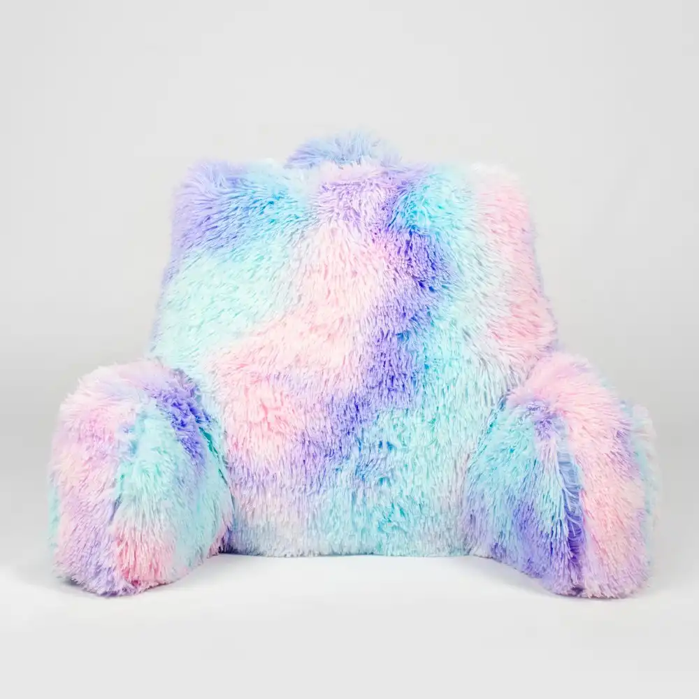 Freya & Sol Purple Rainbow Faux Fur Backrest Pillow