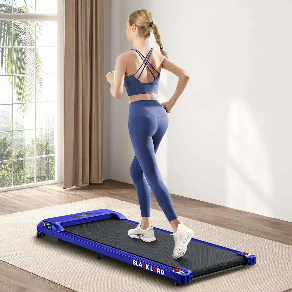 Black Lord Treadmill Electric Walking Pad Home Office Gym Fitness Blue w/ Smart Watch