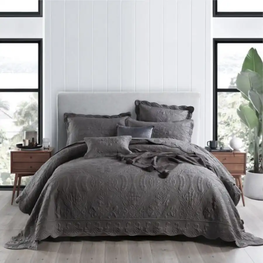 Medici Grey Bedspread Double Bed