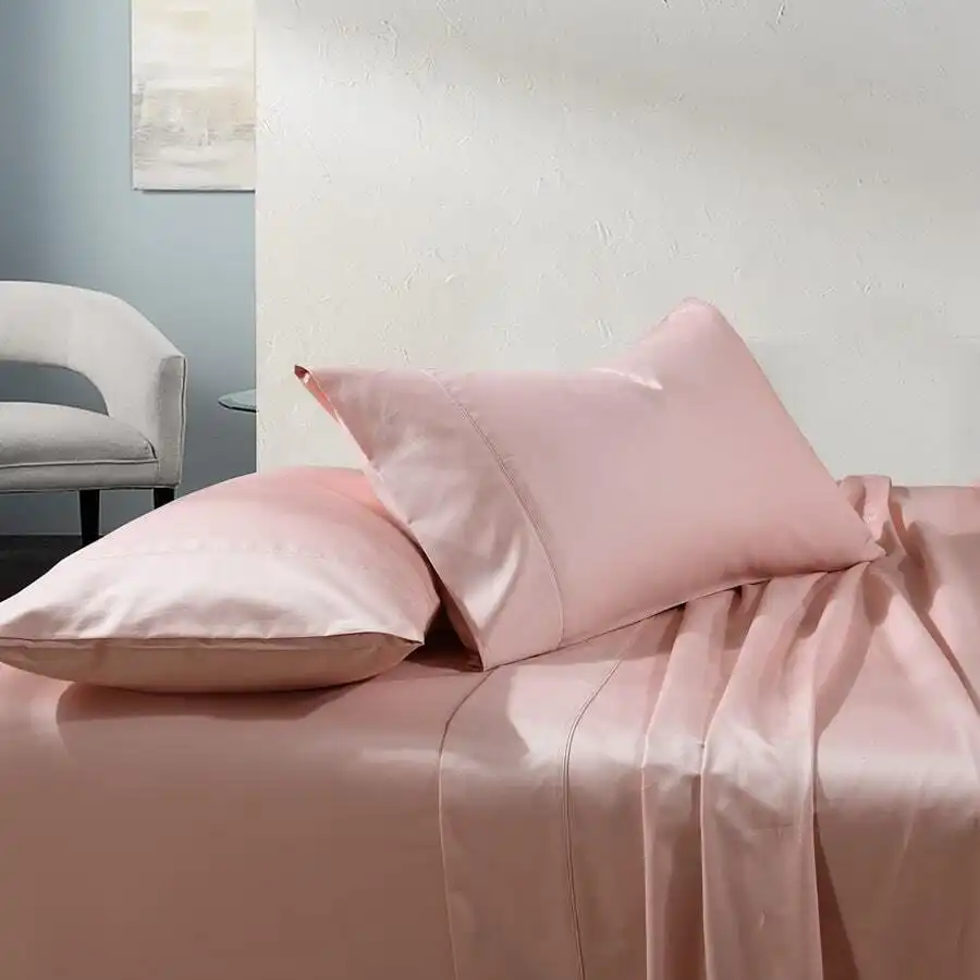 Soho 1000TC Cotton Sheet Set Blush Super King Bed Extra Depth