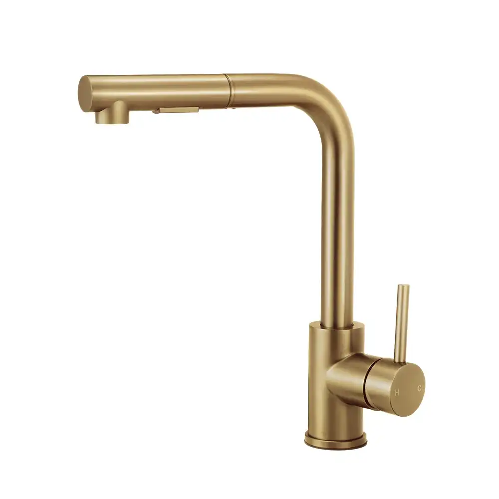 Simplus Kitchen Tap Pull Out Mixer Taps Sink Basin Faucet Swivel Brushed Gold