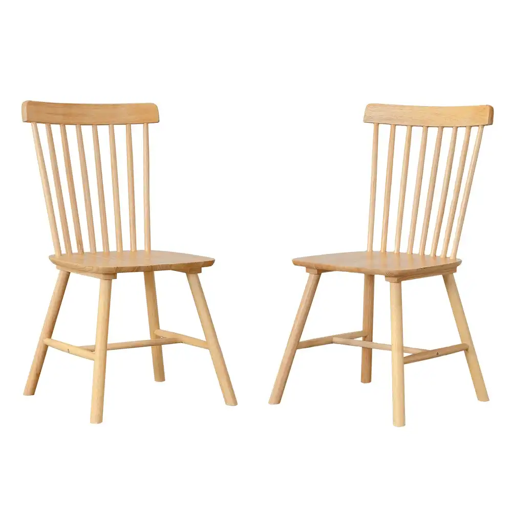 Furb 2x Dining Chairs Minimalist Vertical Back Chair Wooden Accent Chair Oak