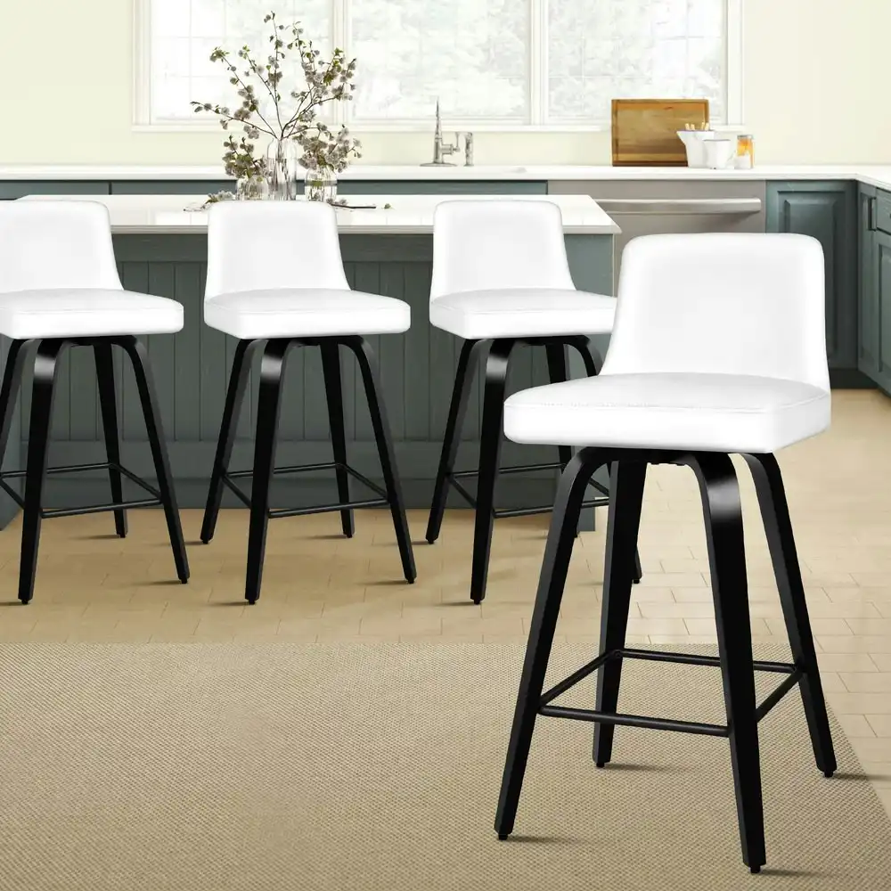Alfordson Bar Stools Wooden Mid-back White Bailey X4