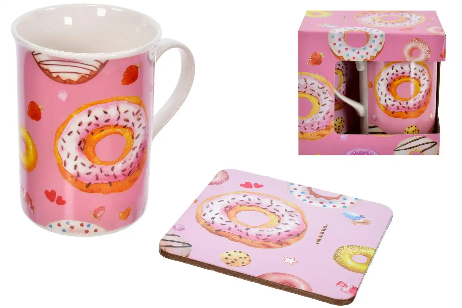 Doughnut Design Mug & Coaster Set