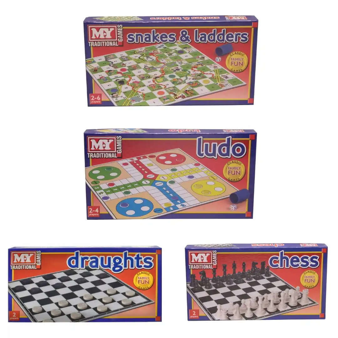 Chess, Draughts, Ludo and Snakes & Ladders Board Games Bundle Pack