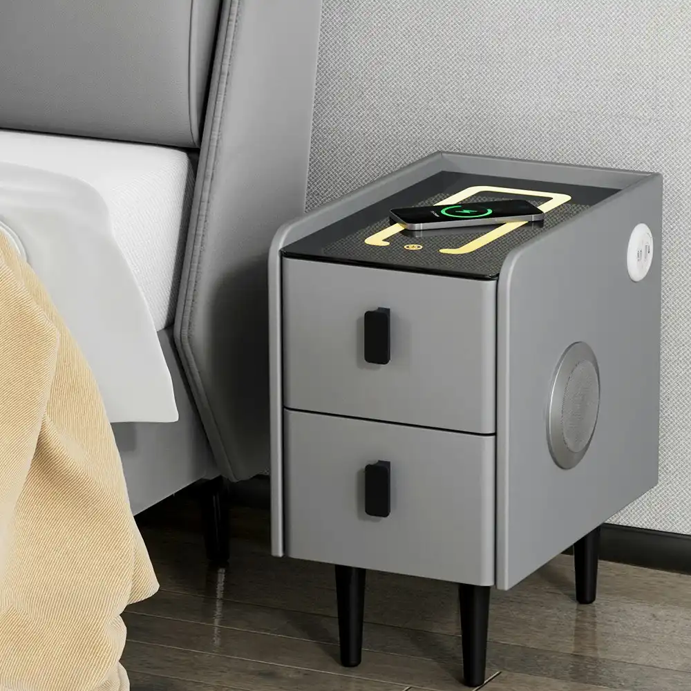 Artiss Smart Bedside Table with Wireless Charging - AIDA Grey