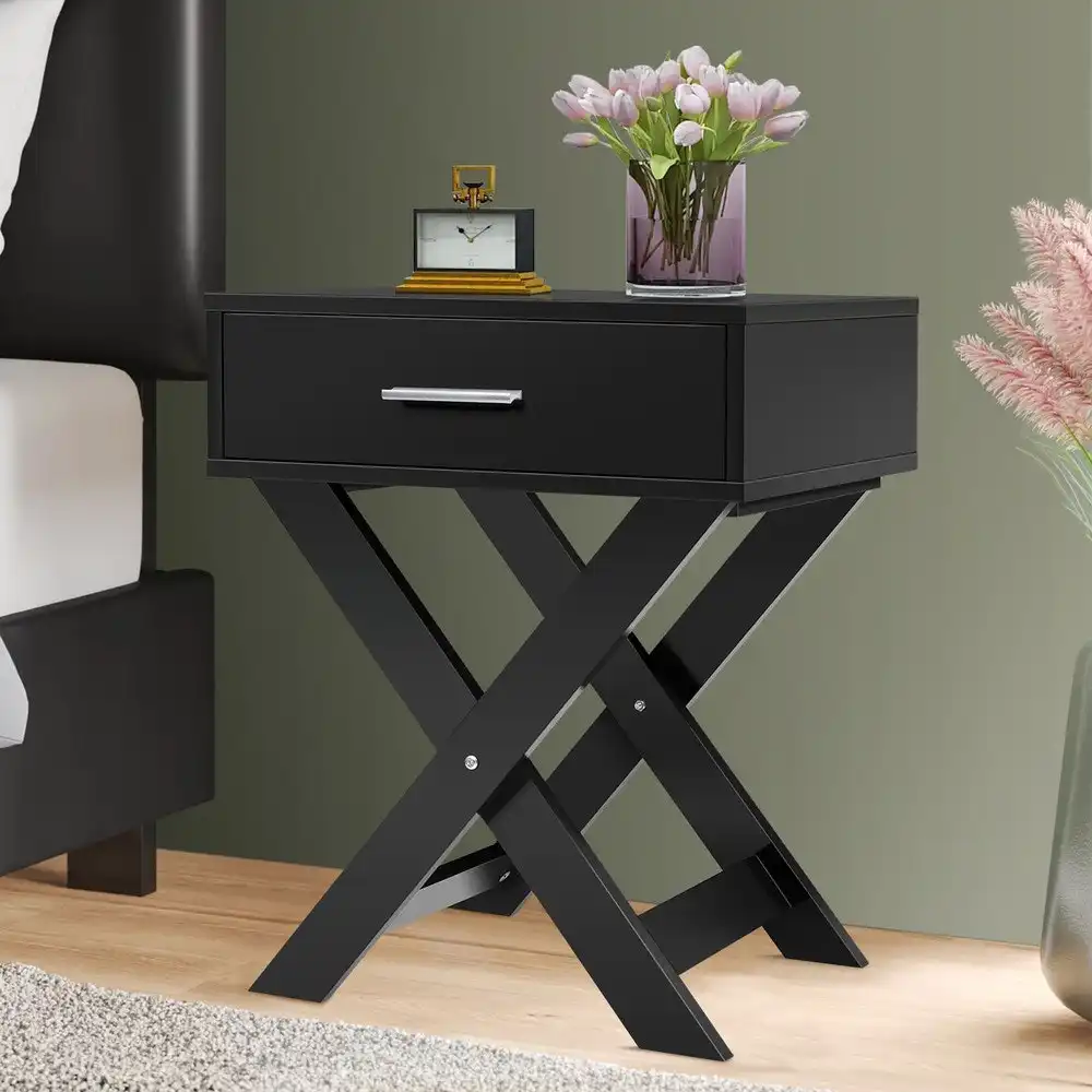 Alfordson Bedside Table French Country Nightstand Black
