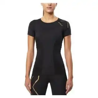 2XU Women's Elite Compression Short Sleeve Top - Black/Gold