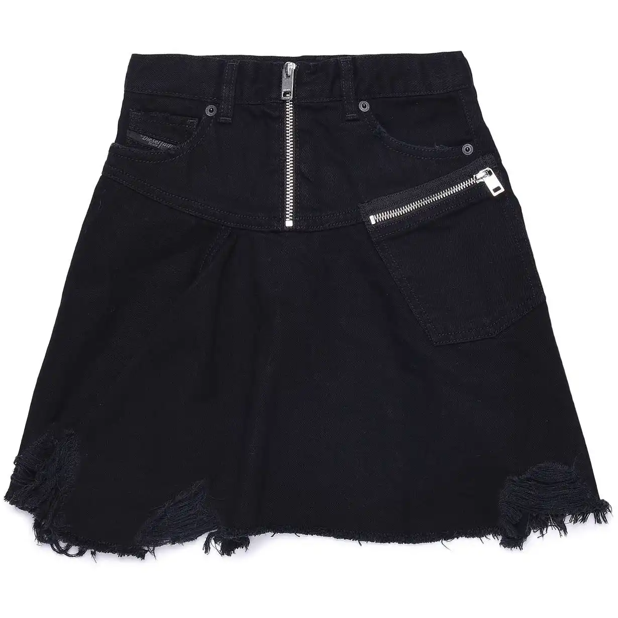 Diesel Girls Black Denim Zip Up Skirt