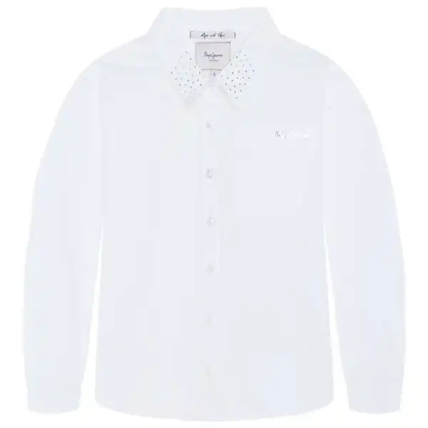 Pepe Jeans Girls Thelma Jr Button Up Shirt Off White