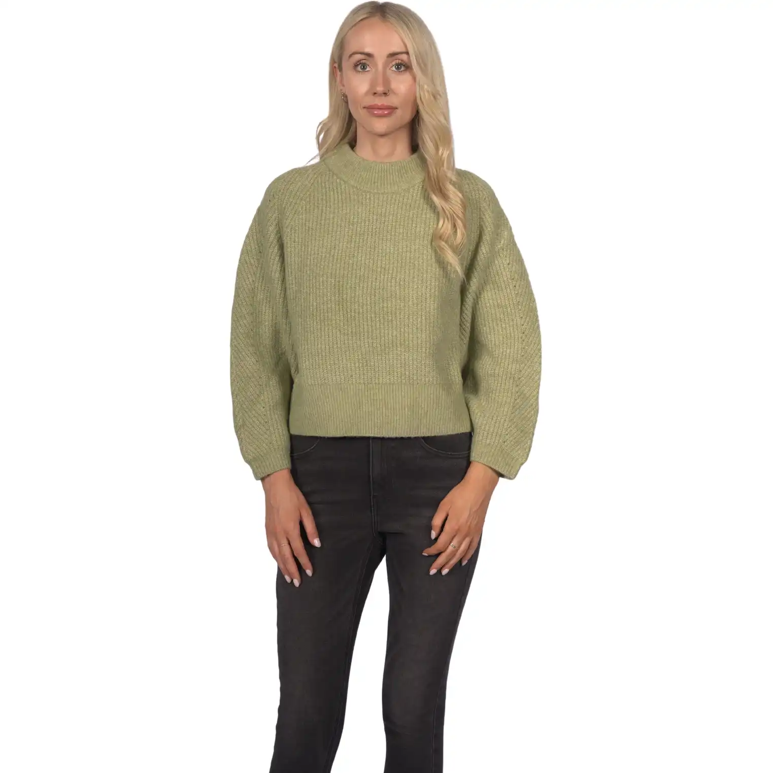 Topshop Women's Dolman Sleeve Knit Jumper  - Sage Green