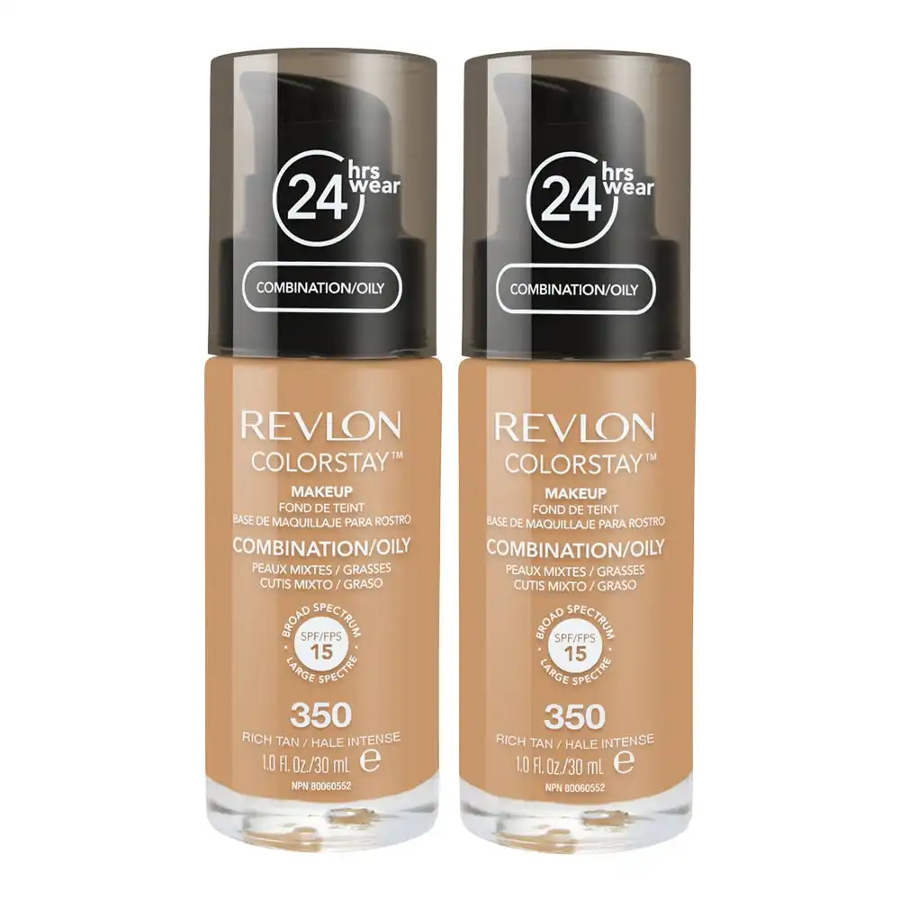 Revlon ColorStay Makeup Combination/ Oily Skin 30ml 350 RICH TAN - 2 pack