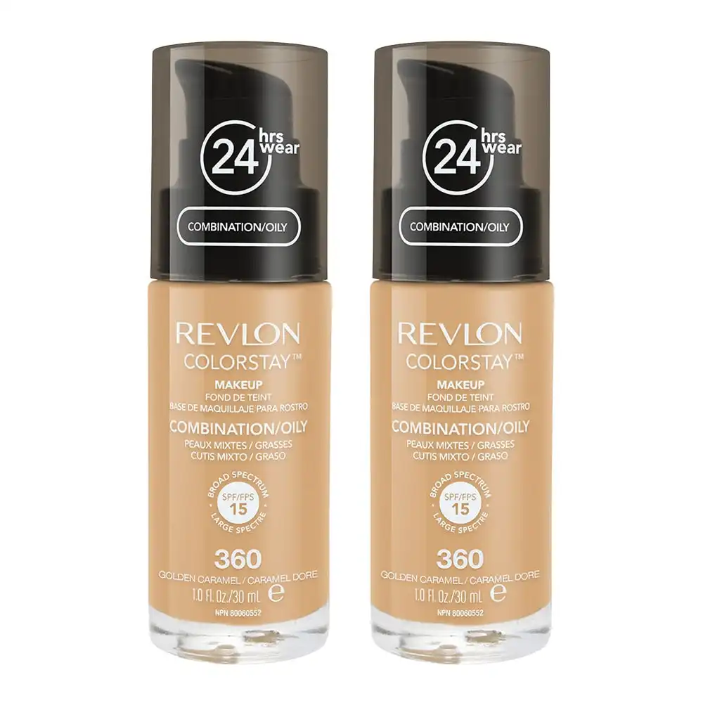 Revlon ColorStay Makeup Combination/ Oily Skin 30ml 360 GOLDEN CARAMEL - 2 pack