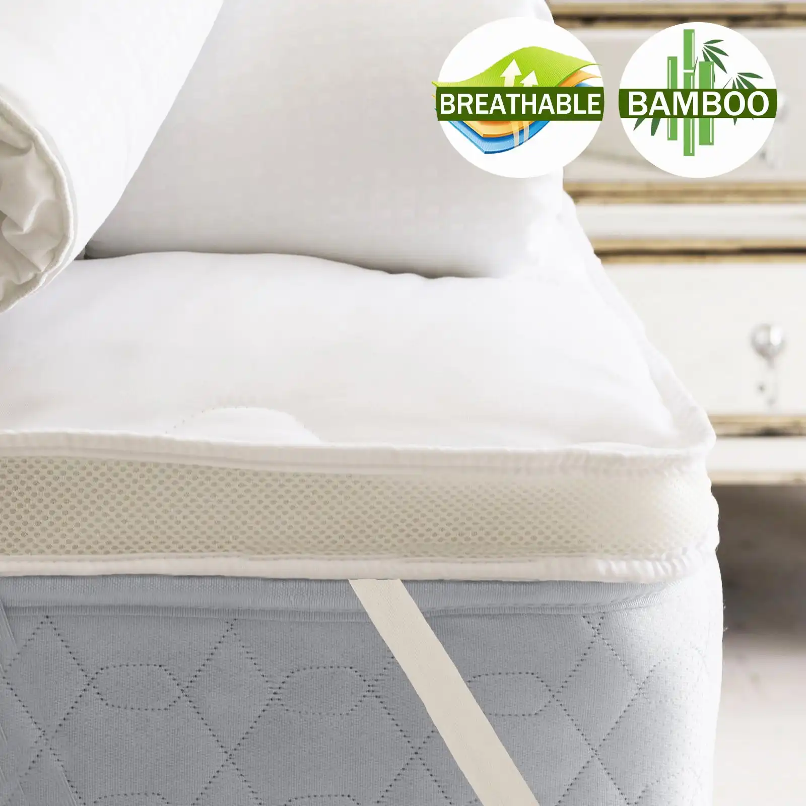 Airmax Bamboo Mattress Topper Bed 1000GSM