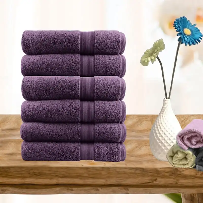 Softouch 6 Piece Ultra Light 500GSM Soft Cotton Hand Towel in Aubergine