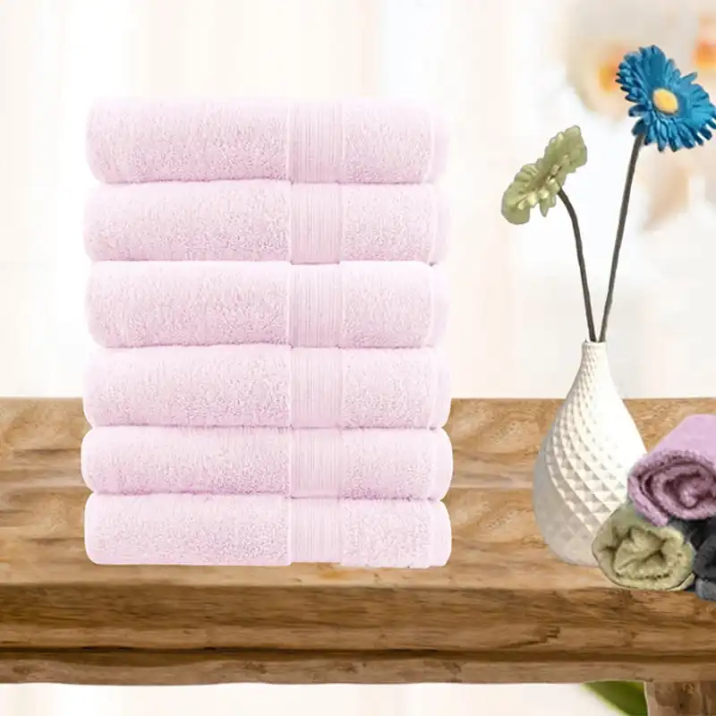 Softouch 6 Piece Ultra Light 500GSM Soft Cotton Hand Towel in Baby Pink