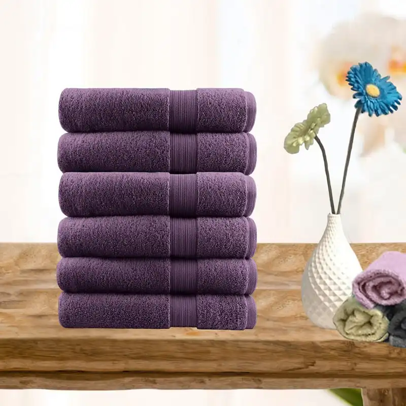 Softouch 6 Piece Ultra Light 500GSM Soft Cotton Face Washers in Aubergine
