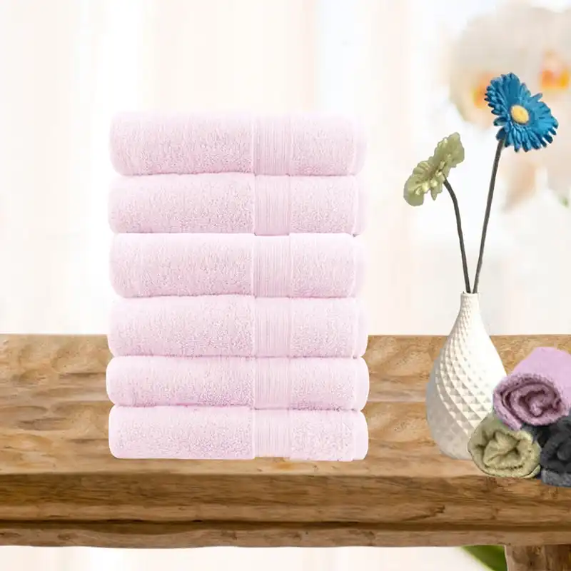 Softouch 6 Piece Ultra Light 500GSM Soft Cotton Face Washers in Baby Pink