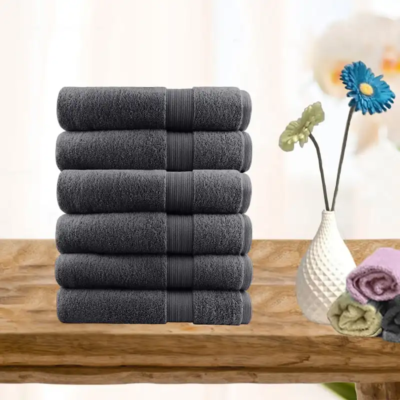 Softouch 6 Piece Ultra Light 500GSM Soft Cotton Face Washers in Charcoal