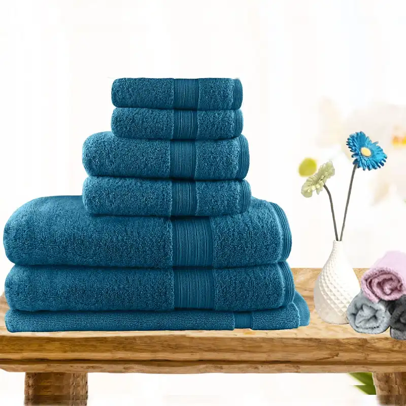 7 Piece Ultra-Light Cotton Bath Towel in Teal
