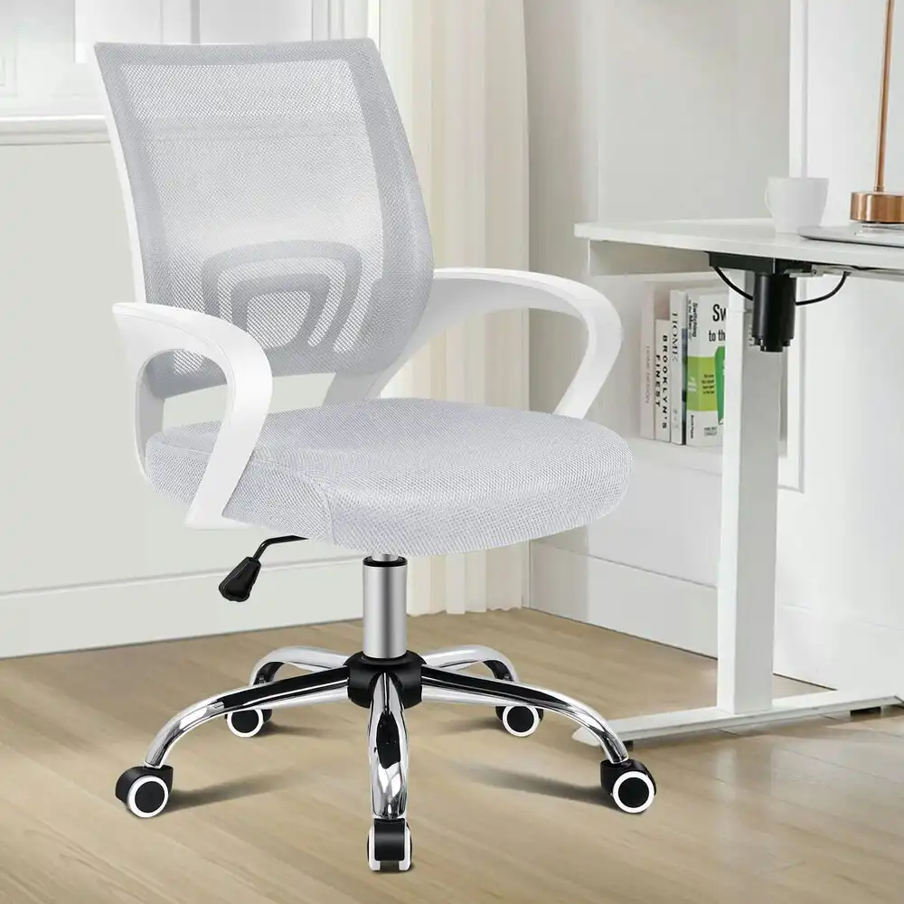 Alfordson Mesh Office Chair Mid Back White Grey