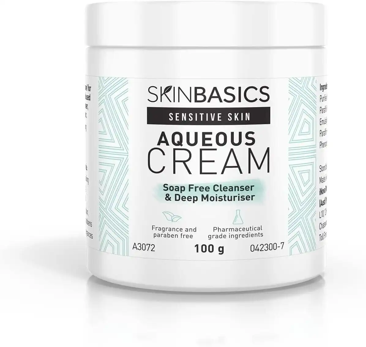 SKIN BASICS Aqueous Cream BP Jar 100G - Gentle Soap Free Cleanser Wash - Clinica