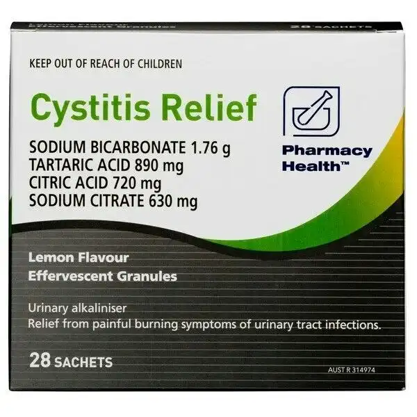 Pharmacy Health Cystitis Relief 28 Sachets Lemon