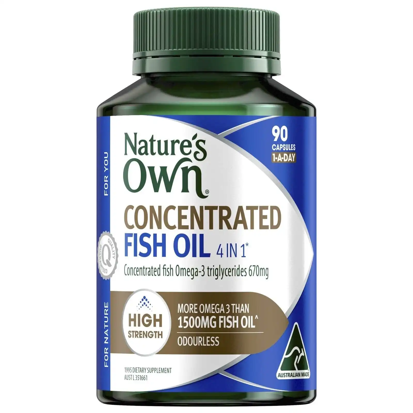 Nature's Own 4 in 1 Concentrated Fish Oil 90 Capsules Brain, Eye & Heart Health