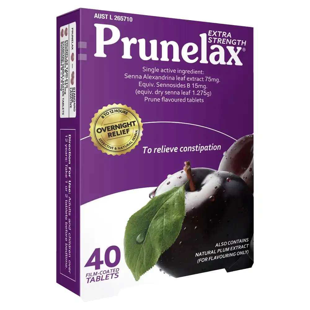 Prunelax Extra Strength 40 Tablets Relieve Constipation Natural Laxative