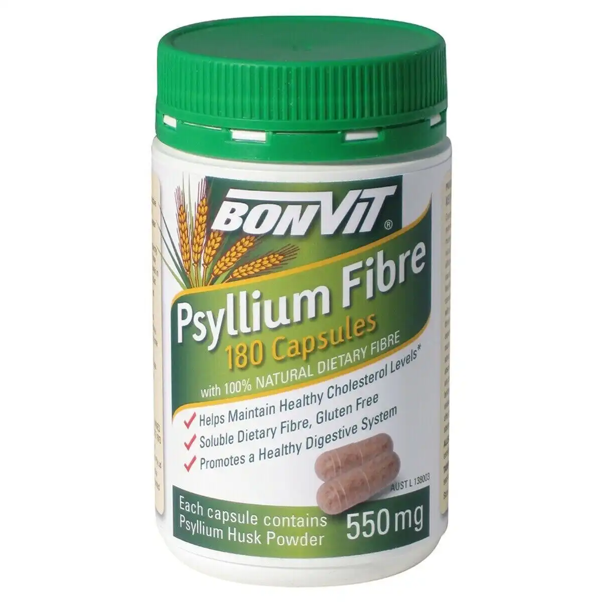 New Bonvit Psyllium Fibre 550mg 180 Capsules