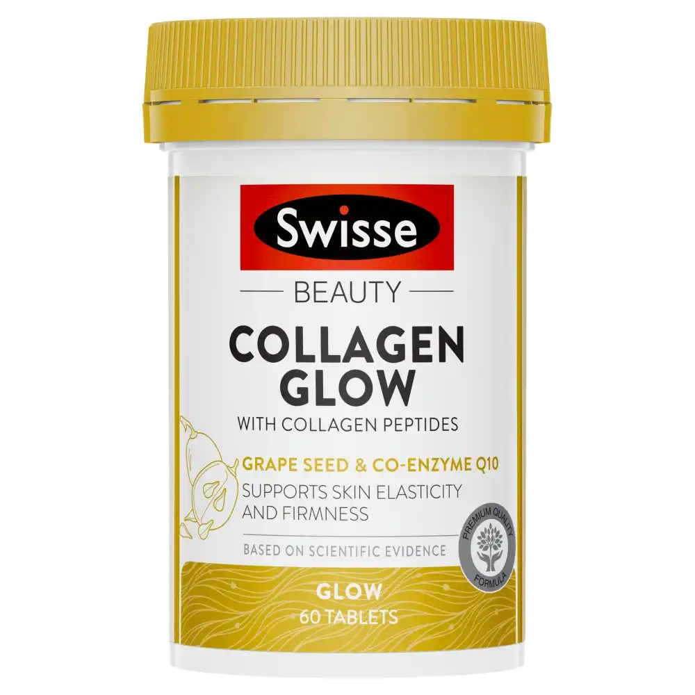Swisse Beauty Collagen Glow 60 Tablets for Collagen Production Grape Seed CoQ10