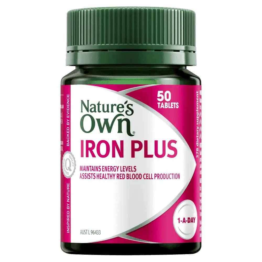 Nature's Own Iron Plus 50 Tablets Maintains Energy Levels