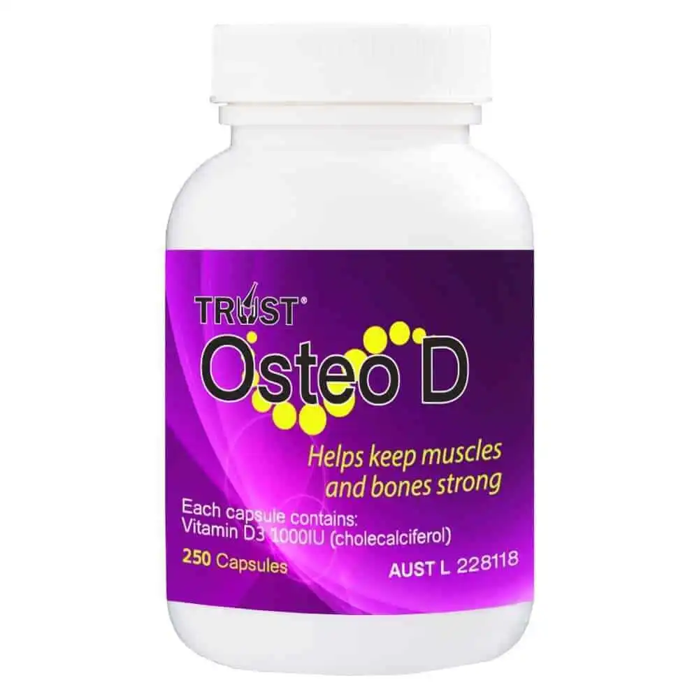 TRUST Osteo D 250 Capsules Vitamin D3 1000 IU (Ostelin Generic) Colecalciferol