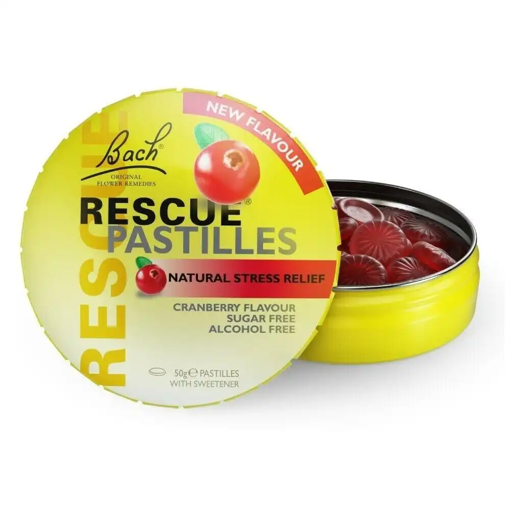 RESCUE REMEDY Pastilles 50g - Cranberry Flavour Natural Stress Relief Bach