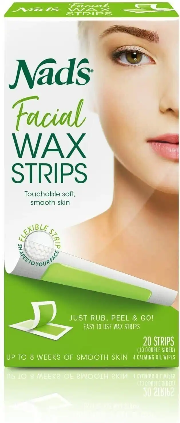 Nads Hair Removal Facial Wax Strips 20 Strips (2 Packs)